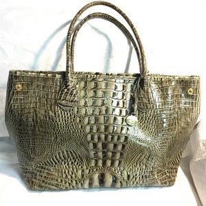 Brahmin Anytime Tote Bronze Croc Embossed Leather
